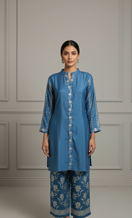 Cobalt Luxe Embroidered Kurta set