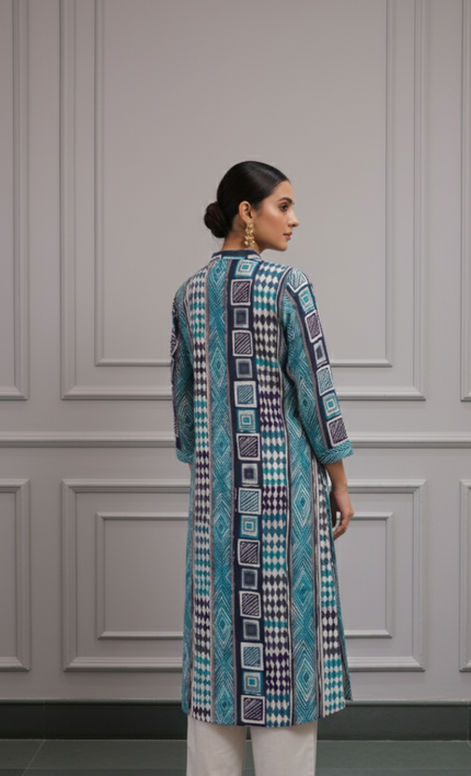 Blue & Cream Co-Ord Set for Women