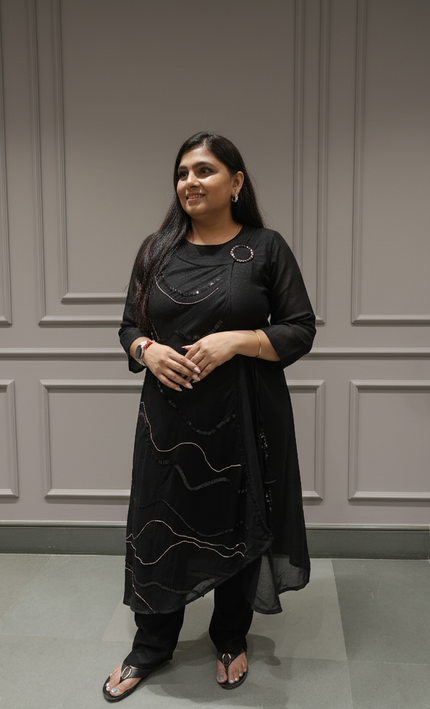 Black Mirage Indo-Western Set