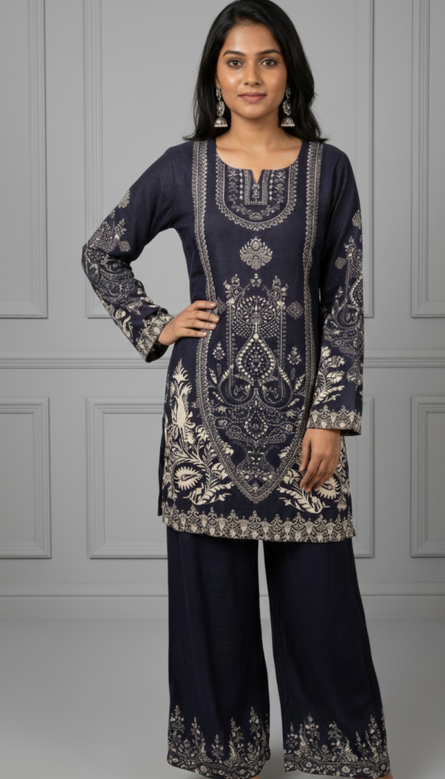 Black Digital Print Co-Ord Set for Women