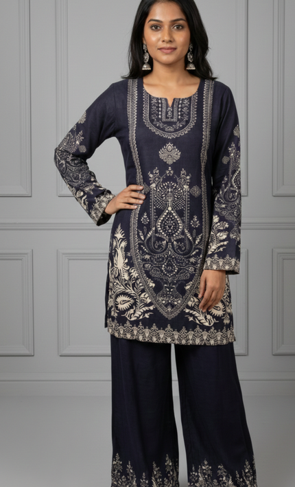 Black Digital Print Co-Ord Set for Women