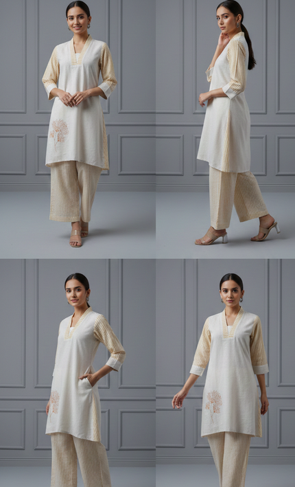 Yellow & Cream Co-Ord Set for Women