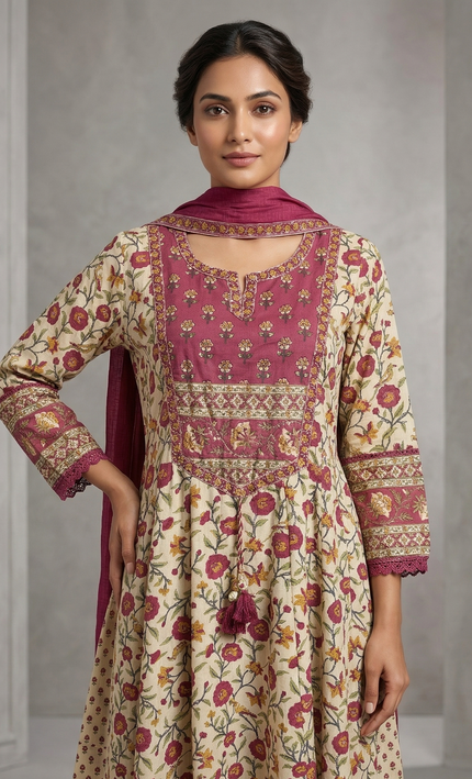 floral printed Anarkali Punjabi Suit for women