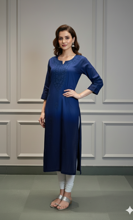 Mystic Wave Embroidered Chikankari Work Kurti