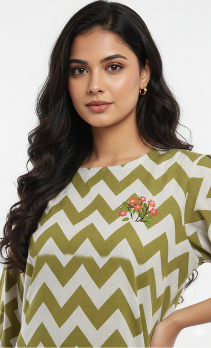 Green & Cream Co-Ord Set for Women