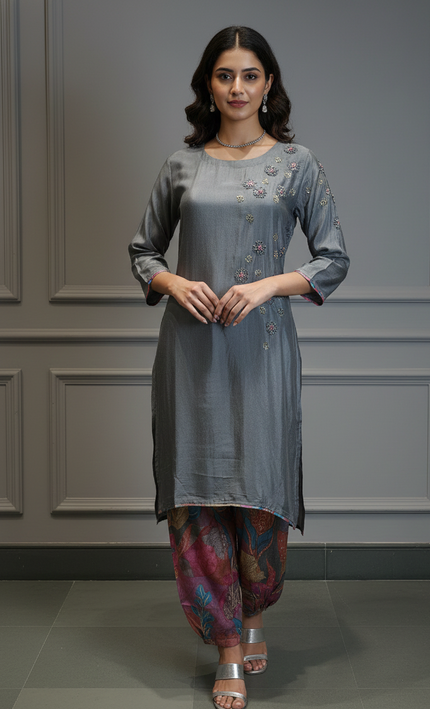 Moonlit Silver Kurta Set