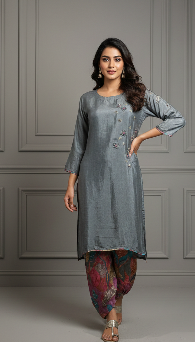 Moonlit Silver Kurta Set