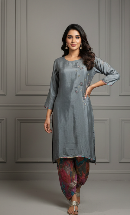 Moonlit Silver Kurta Set