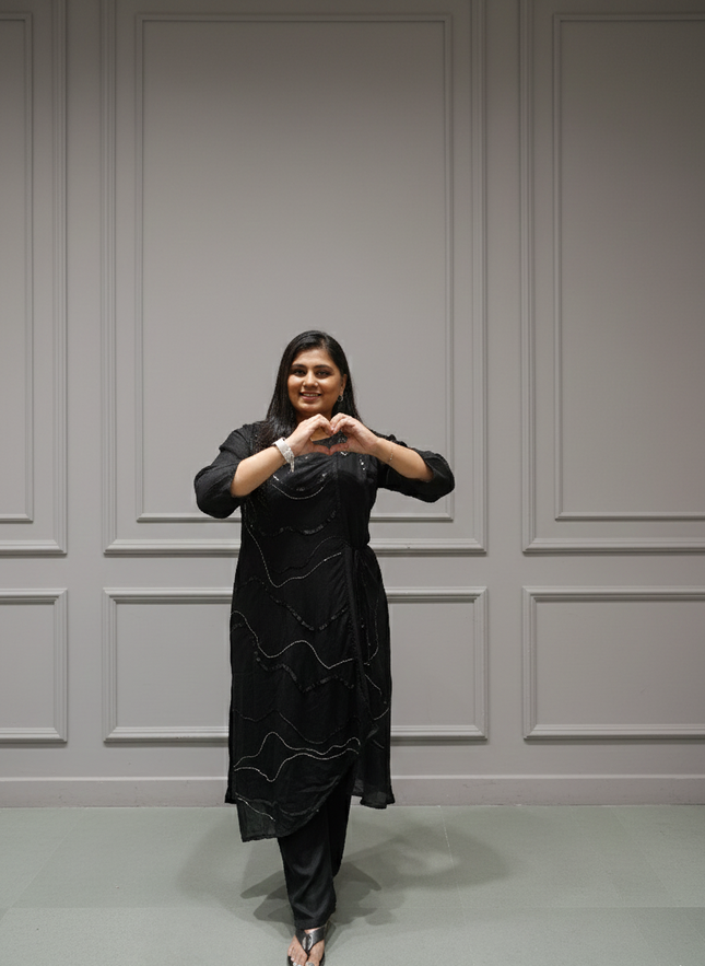 Black Mirage Indo-Western Set