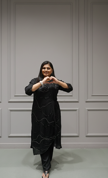 Black Mirage Indo-Western Set