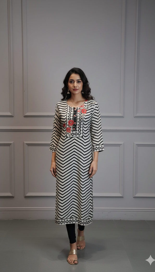 Urban Stripes Crepe Kurti