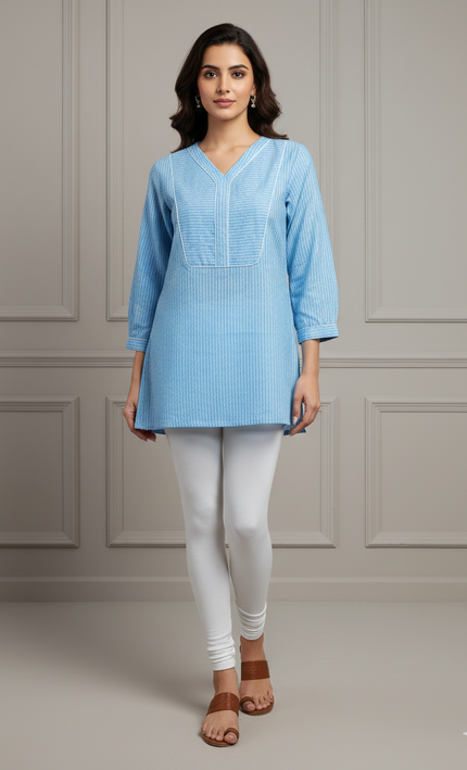 Sky Whisper Short Cotton Top – Breezy, Bright & Effortlessly Stylish