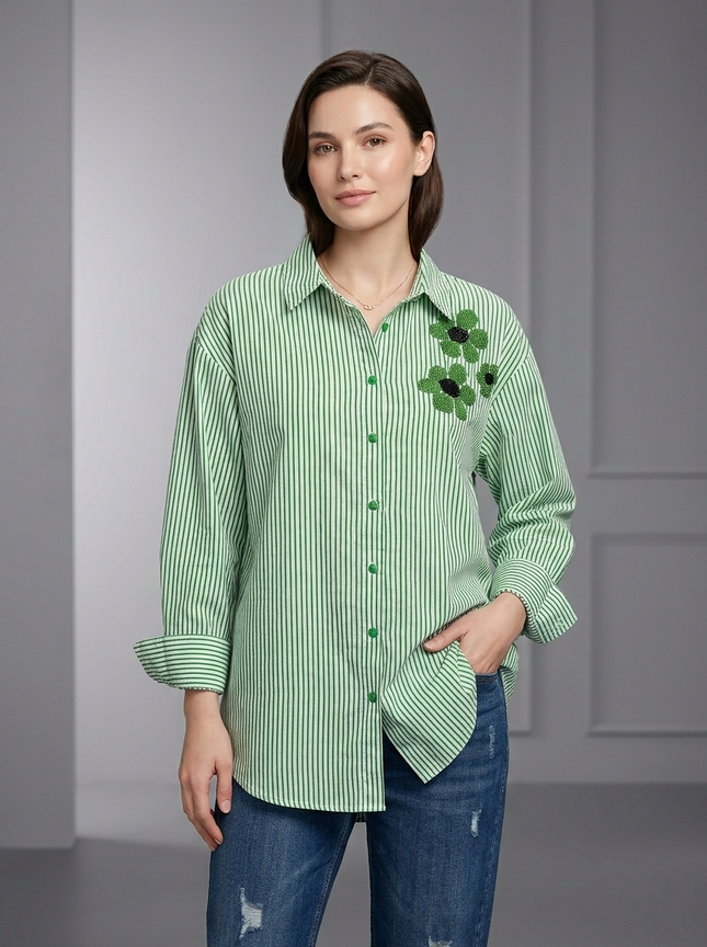 The Mira Contrast Kurti (Green)