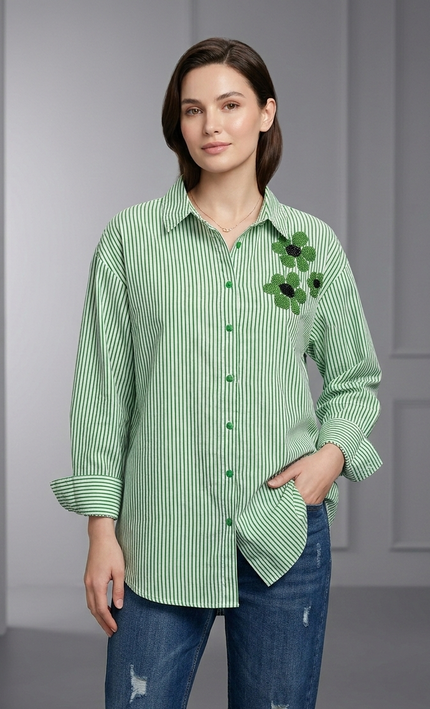 The Mira Contrast Kurti (Green)