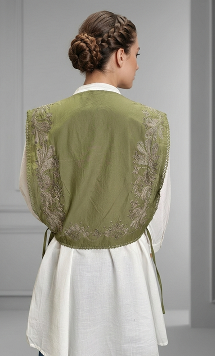 Olive Bloom Embroidered Kurti