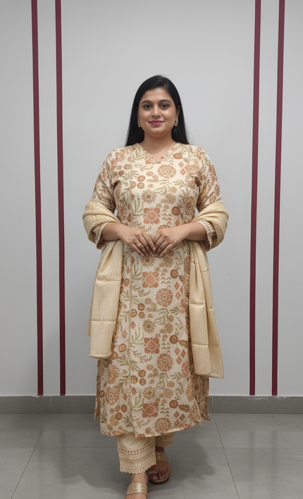 Elegant Cream Punjabi Suit – Classic Ethnic Wear for Women