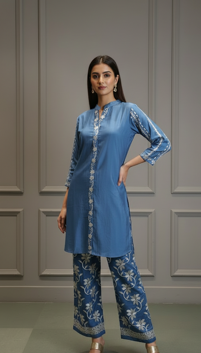 Cobalt Luxe Embroidered Kurta set