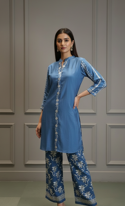 Cobalt Luxe Embroidered Kurta set