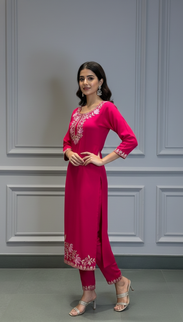 Royal Kashmiri Rani Kurta Set