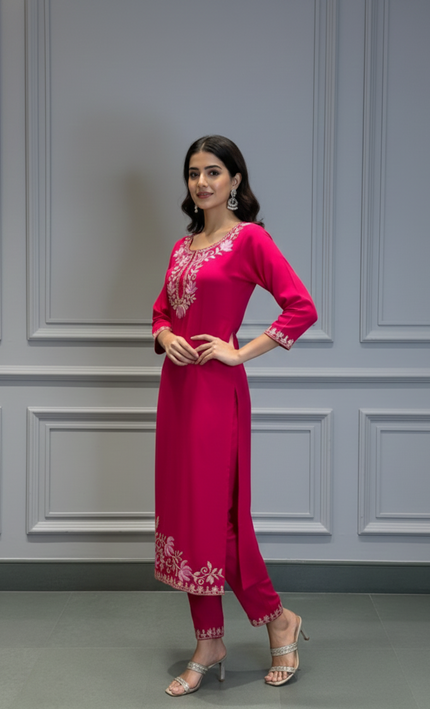 Royal Kashmiri Rani Kurta Set