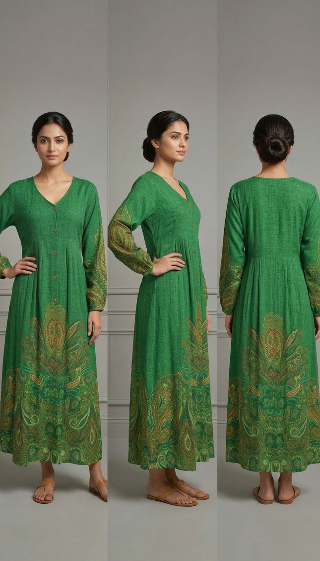 Emerald Paisley Charm Dress