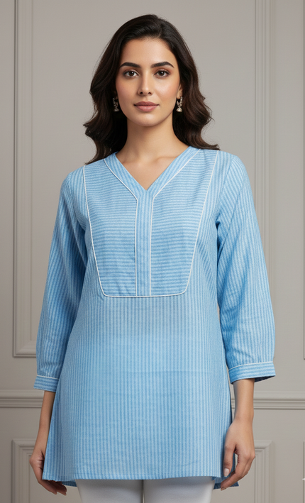 Sky Whisper Short Cotton Top – Breezy, Bright & Effortlessly Stylish