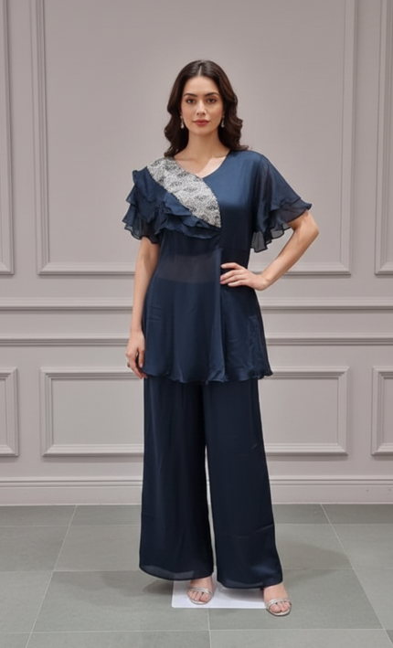 RuffleGlam Crepe Coord Set