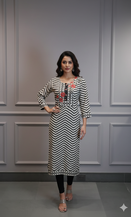 Urban Stripes Crepe Kurti