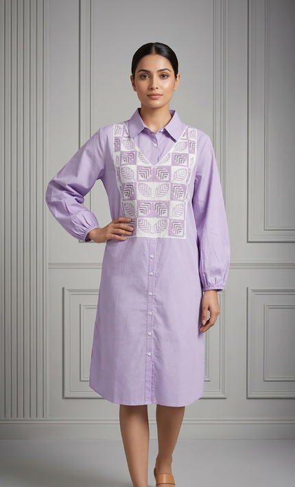 Lavender Charm Embroidered Dress