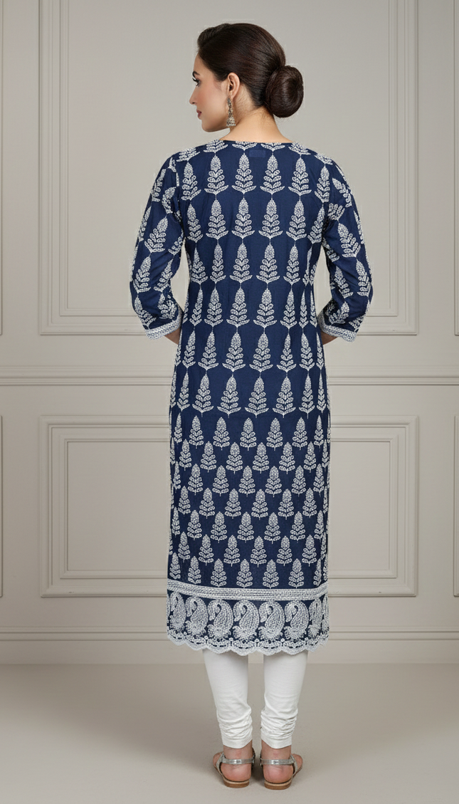 Blue Lagoon Embroidered Kurti