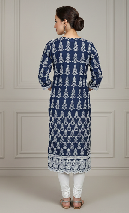Blue Lagoon Embroidered Kurti
