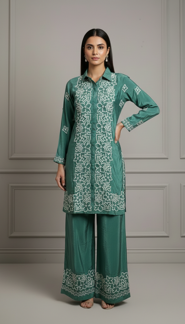 Seafoam Majesty Silk Co-ord Set