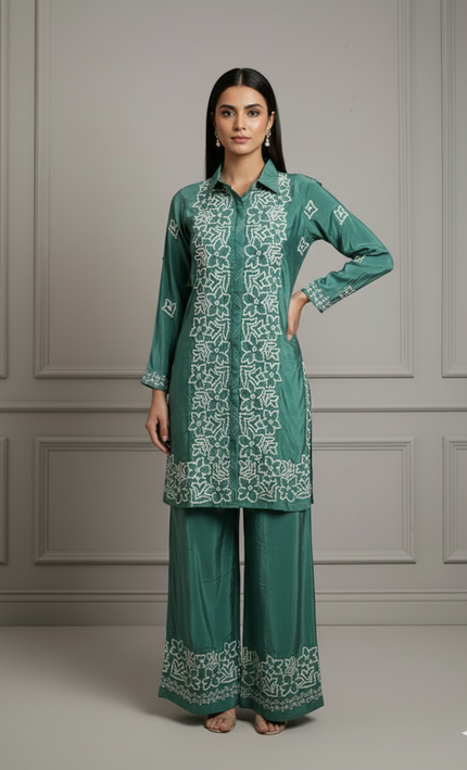 Seafoam Majesty Silk Co-ord Set