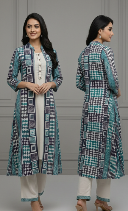 Blue & Cream Co-Ord Set for Women