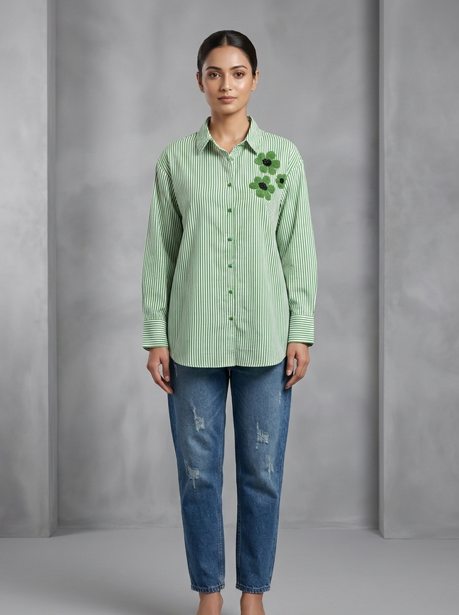 The Mira Contrast Kurti (Green)