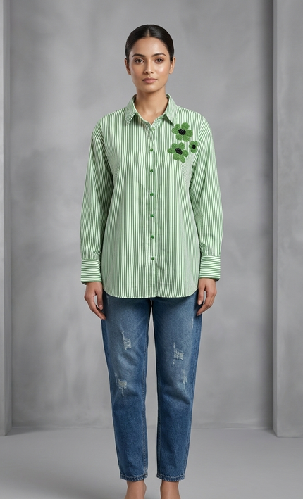 The Mira Contrast Kurti (Green)