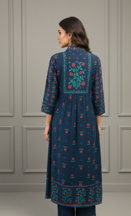 Navy Blue Kurta Pant Set for Women