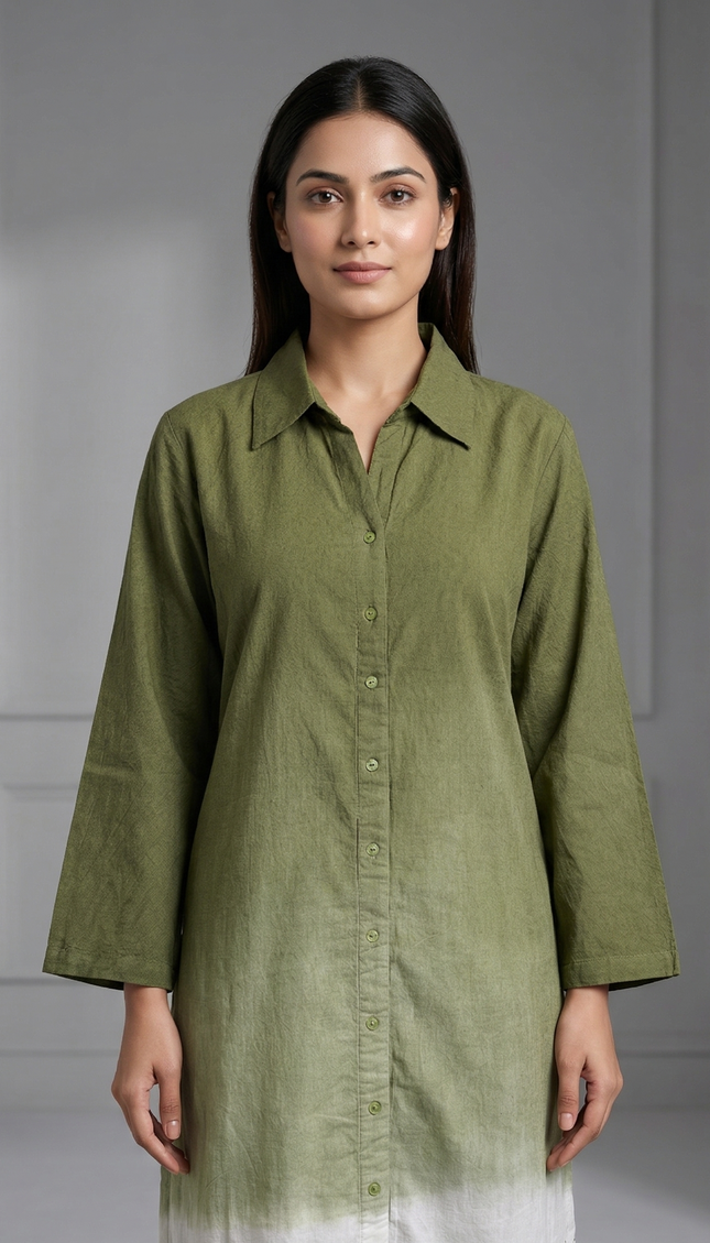 Olive Green Shirt Style Dress