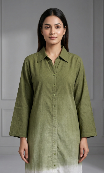 Olive Green Shirt Style Dress