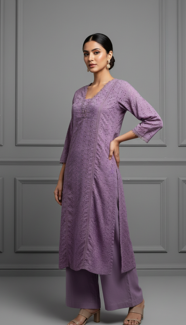 Angeer Cutwork Embroidered Co-Ord Set for Women