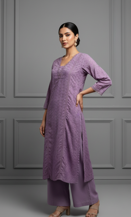 Angeer Cutwork Embroidered Co-Ord Set for Women