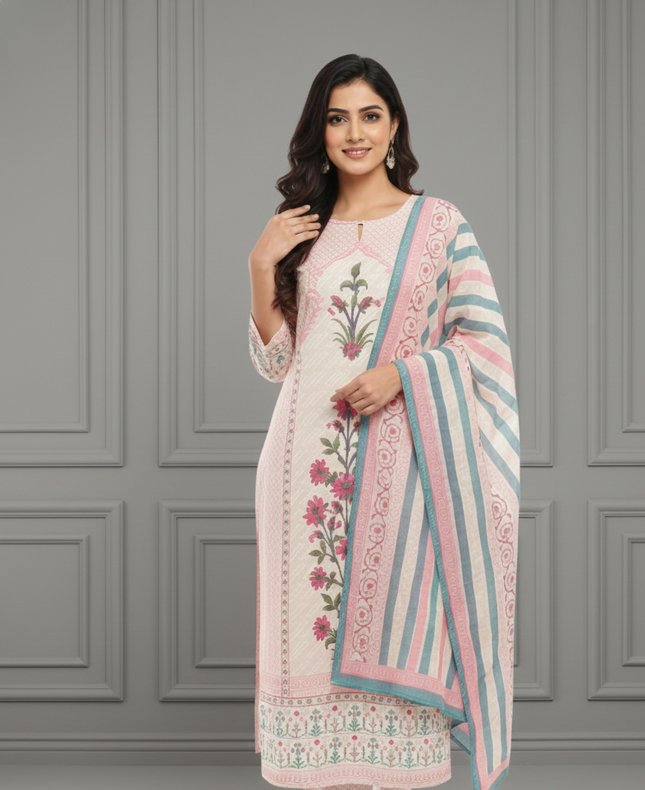 Pink & Cream Punjabi Suit for Women