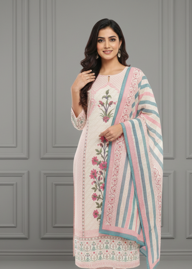 Pink & Cream Punjabi Suit for Women