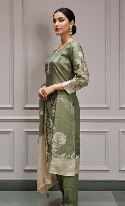 Emerald Shimmer Handworked Punjabi Suit