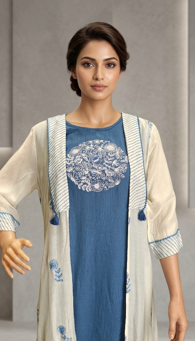 Blue Layered Cotton Dress