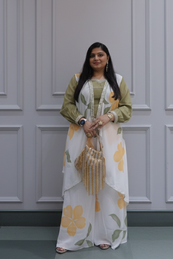 Floral Fusion Indo-Western Co-ord Set