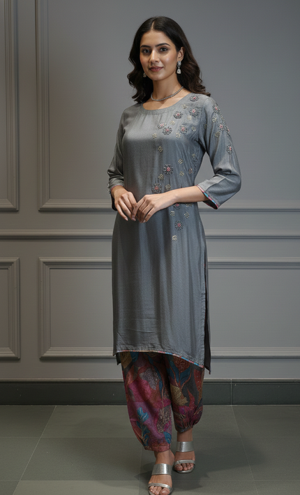 Moonlit Silver Kurta Set
