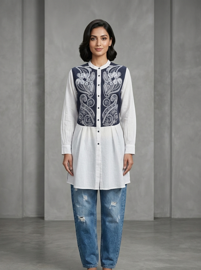 The Onyx & Ivory Embroidered Kurti