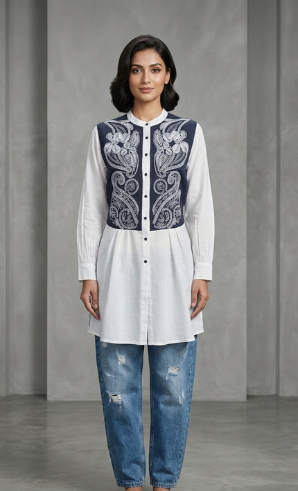 The Onyx & Ivory Embroidered Kurti