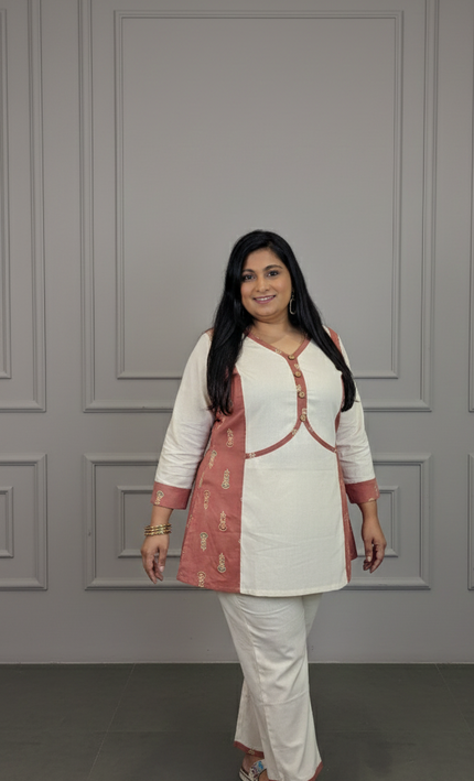 Ivory & Rust Embroidered Panel Co-ord Set